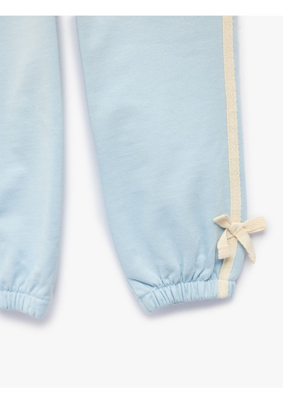 Koton Fiyonk Detaylı Beli Lastikli Pamuklu Şardonlu Jogger Eşofman Altı Mavi 7wmg40016ak