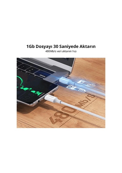 Ugreen Usb-c To Usb-c 100w 5a Qc Pd Hızlı Şarj Kablosu 2 M Beyaz