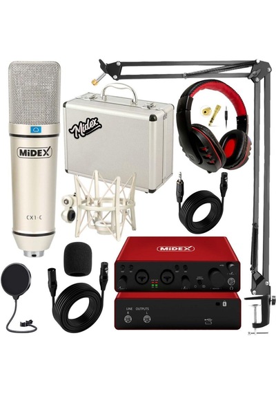 Midex Superior Pack-3 Stüdyo Kayıt Ekipmanları Glx-800 Ses Kartı Cx1 Stüdyo Mikrofon