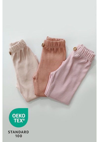 Luppinos Candy 3'lü Pamuk Bebek Tayt Pantolon Set Krem - Pembe