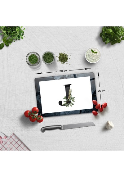 Decorita Cam Kesme Tahtası - Cam Kesme Tablası Harfli Tasarım  J  20 CM x 30 CM
