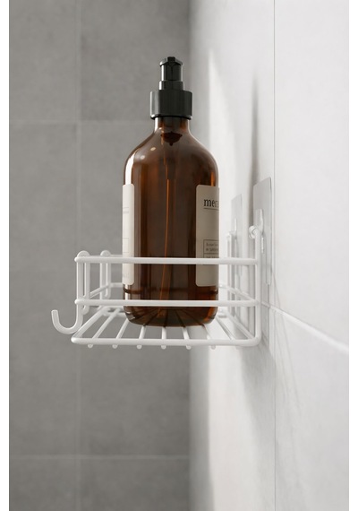 Sas Haus Tek Katlı Duş Rafı Kancalı Banyo Şampuanlık & Organizer 2 Adet Beyaz Tş-01 beyaz