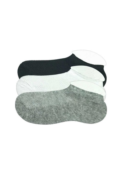 Elitse 3 Adet Çocuk Sneaker Patik Çorap Siyah Beyaz Gri