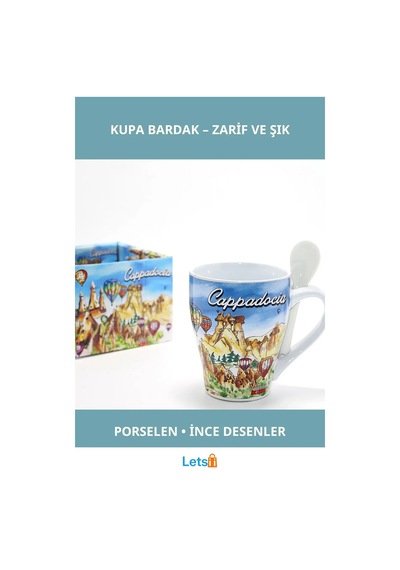 Yöresel Tasarımlı Şık Porselen Kupa Bardak Model 8 Çok Renkli