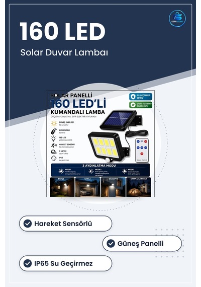 Solar Bahçe Aydınlatması Güneş Panelli Led Kumandalı Hareket Sens