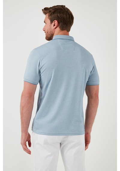 Buratti Pamuklu Slim Fit Erkek Polo Yaka T Shirt 646R1000 Açık Mavi-Beyaz