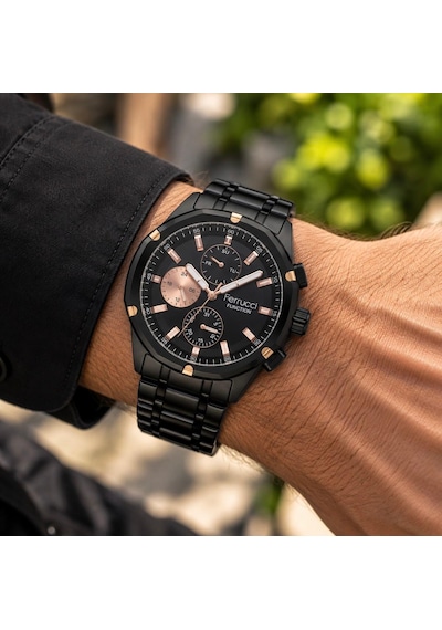 Ferrucci Fc-80349 Fonksiyonları Aktif Siyah Renk Spor Model Çelik Erkek Kol Saati