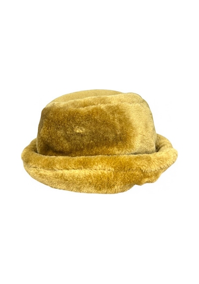 Me-vo Kadın Plüş Bucket Şapka, Kadife Yumuşak Dokulu, Sarı Kahverengi