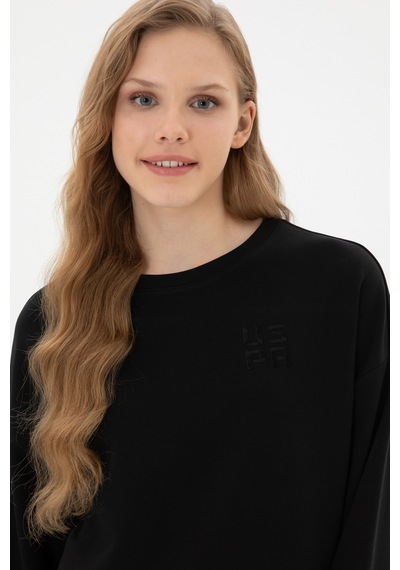 U.S. Polo Assn. Kadın Siyah Bisiklet Yaka Basic Sweatshırt 50313565-VR046