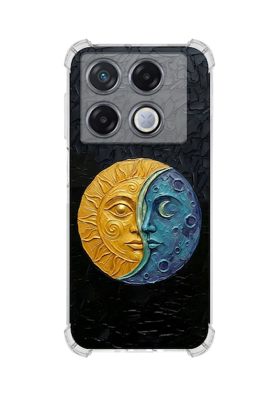 Printify Infinix Gt 20 Pro İle Uyumlu Şeffaf Silikon Kılıf Uv Baskılı Esnek Tpu Kapak Güneş Ve Ay No3