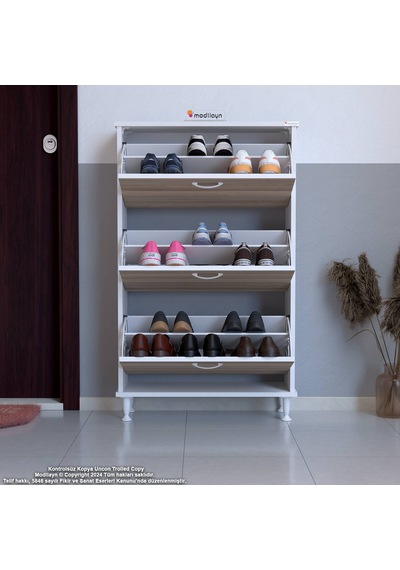 Modilayn Varbi Kapı Önü 52 X 119x 25, 5 Cm Lik 3 Düşer Kapak 6 Göz Raf Bölmeli Ayakkabılık Cordoba - Beyaz Modilayn Varbi Kapı Önü 52 X 119x 25, 5 Cm Lik 3 Düşer Kapak 6 Göz Raf Bölmeli Ayakkabılık Cordoba - Beyaz