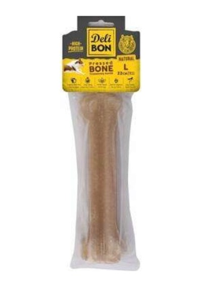 Natürel Deri Pres Kemik Köpek Ödülü 22 Cm Large
