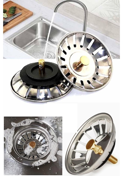 2 Adet Çöpmak Paslanmaz Çelik Sifon Süzgeci 8 Cm Lavabo Evye Süzgeci Lavabo Gider Süzgeci