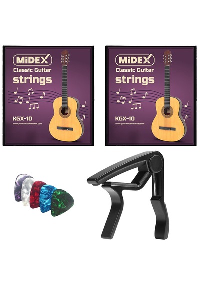 Kgx-10mc Klasik Gitar Teli Takımı Pena Ve Metal Kapo Capo Seti