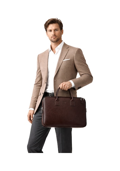 Ss 1446 Unisex 15.6 İnç Uyumlu Suni Deri Darbe Korumalı Laptop Ve Evrak Çantası Kahverengi