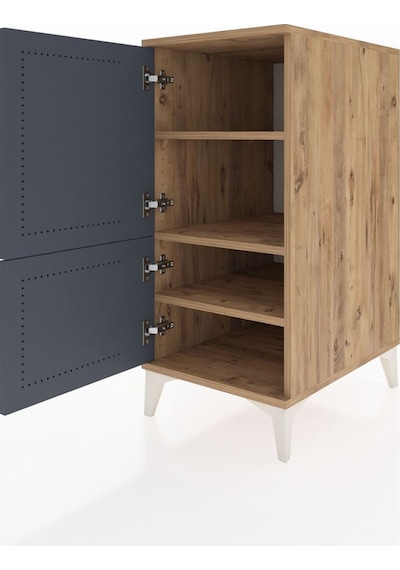 Kronos Komodin 3 Raflı 2 Kapaklı 44x59x96 Çam-antrasit Atlas Çam