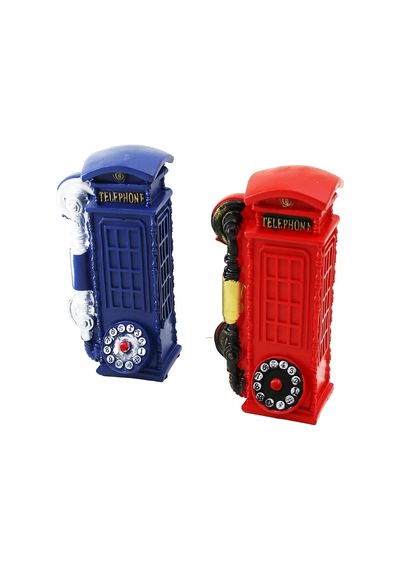 Telefon Kulübesi Vintage Dekoratif Biblo - Kumbara Renkli 20x6x6cm Reçine 5468