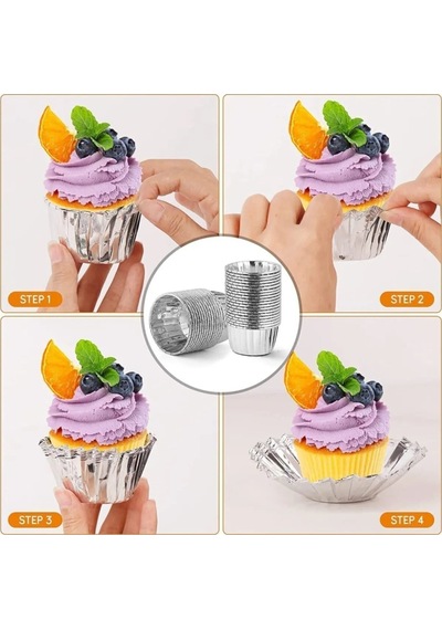 Kağıt Muffin Kek Ve Sufle Kapsülü Metalik Gümüş Silver 10'lu Goldcakes