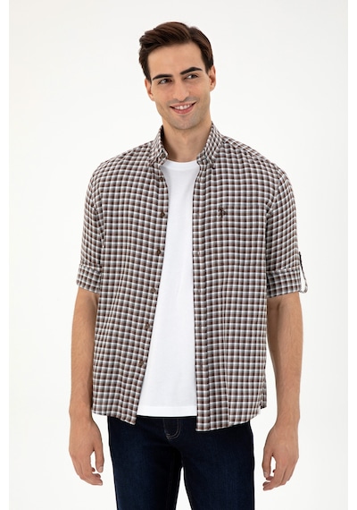 U.s. Polo Assn. Erkek Kahverengi Gömlek Desenli 50296628-vr029 Kahverengi