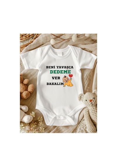 Lupi Dede Tasaımlı Bebek Zıbın % 100 Pamuk Unisex 273 ekru
