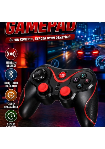 Profesyonel Kablosuz Bluetooth Gamepad Pc Android Tv Box Uyumlu Titreşimli Oyun Kolu
