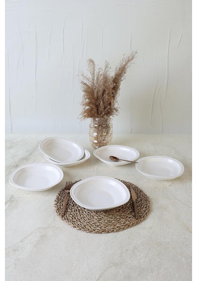 Beyaz Bloom Yemek Tabağı 24 Cm 6 Adet 006 Çok Renkli