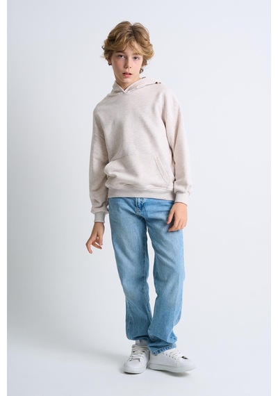 Alexandergardi Alexandergardı Kanguru Cepli Kapüşonlu Çocuk Sweatshirt Bej