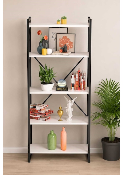 Reyo Falez Dekoratif 5 Raflı Kitaplık Geniş Metal Kitaplık Dosya Rafı Ofis Salon Raf 180x66 Beyaz Reyo Falez Dekoratif 5 Raflı Kitaplık Geniş Metal Kitaplık Dosya Rafı Ofis Salon Raf 180x66 Beyaz