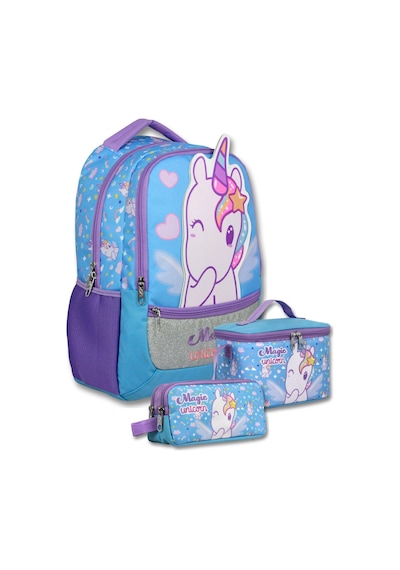 Ümit Çanta Kız Çocuk Magic Unicorn Baskılı Üçlü İlkokul Okul Çanta Seti - Setumt6015a Çok Renkli