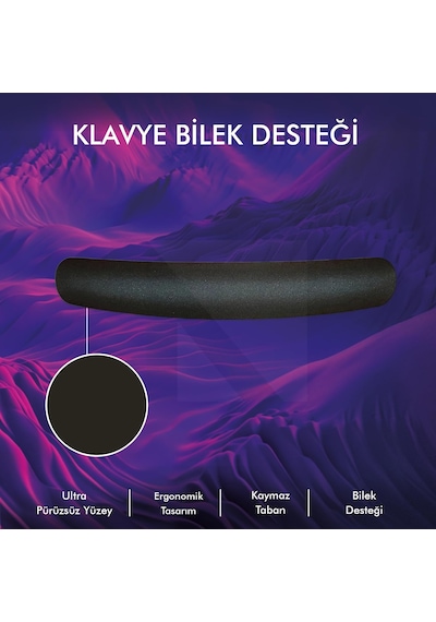 Tr Mp03 - Memory Klavye Bilek Destek Pedi Yumuşak, Ergonomik, Klavye Önü El Bileği Dinlendirme Pedi