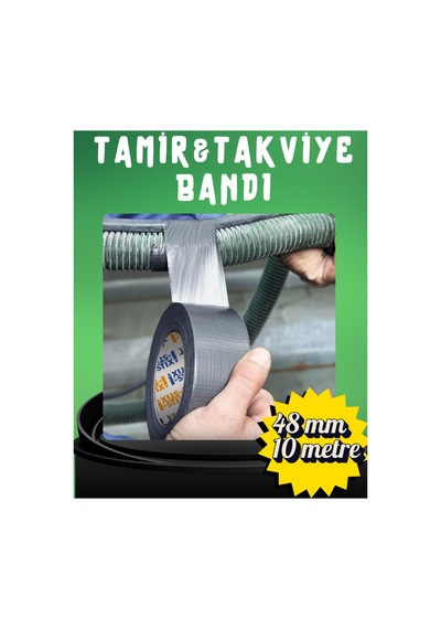 Gri Tamir Ve İzolasyon Bandı 48mm X 10 Metre - Su Geçirmez Güçlü Duct Tape Sızdırmazlık Bandı Tamir Takviye Bandı