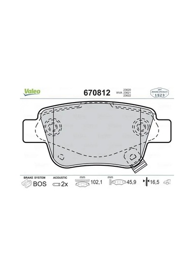 Toyota Avensis Arka Fren Balatasi 2001-2009 Valeo 670812