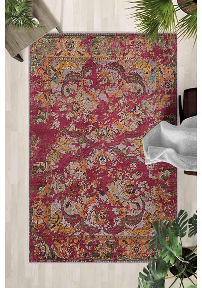Kaymaz Taban Yıkanabilir Halı Mutfak, Salon, Yatak Odası İçin Modern Dijital Baskı Halı Slnhal114 - 479 Çok Renkli