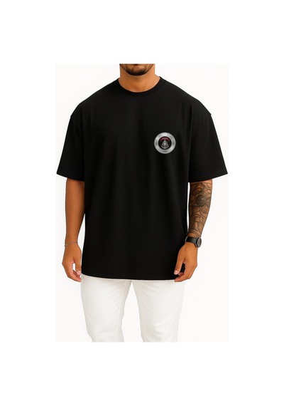 Bahriyeli Collection Oversize Sg Cep Ve Sırt Baskılı Unisex T-shirt Siyah
