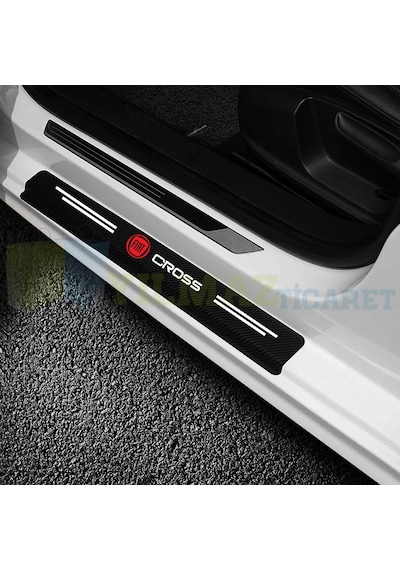 Fiat Egea Cross Logo Karbon Kapı Eşiği Koruma Oto Sticker 4 Parça