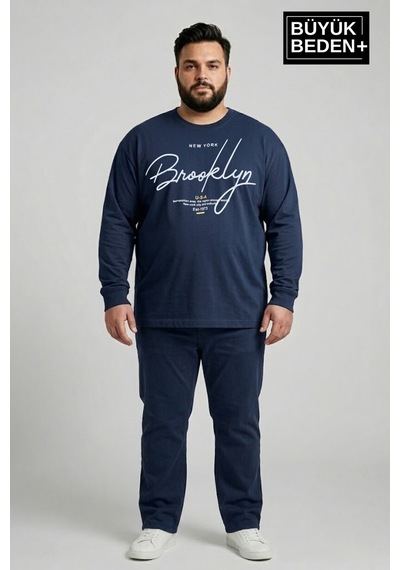 Süperlife Erkek Büyük Beden El Yazılı Brooklyn Baskılı 2 İplik Bisiklet Yaka Tişört Spr26bts942-6 Lacivert Süperlife Erkek Büyük Beden El Yazılı Brooklyn Baskılı 2 İplik Bisiklet Yaka Tişört Spr26bts942-6 Lacivert