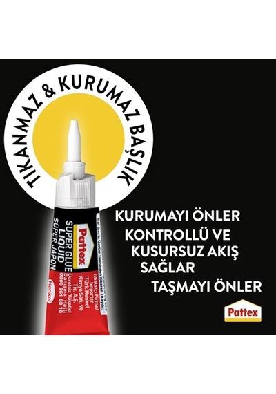 Pattex Süper Yapıştırıcı, Kaliteli Onarımlar İçin Çok Amaçlı Güçlü Yapıştırıcı, Özel Kapağıyla Kolay Kullanımlı Hızlı Yapıştırıcı, 1x10g