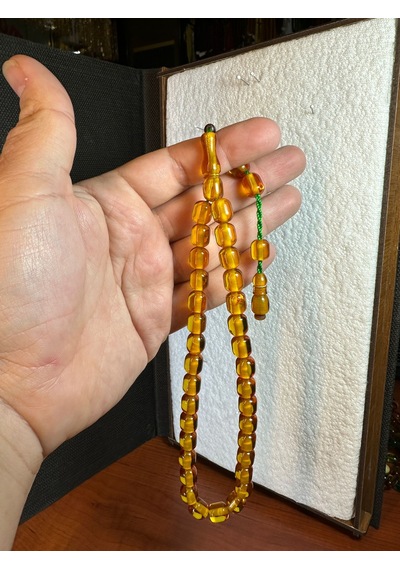 Sıkma Çubuk Kehribar Tesbih 6mm X 10mm Sarı Renk Kapsül Kesim 270