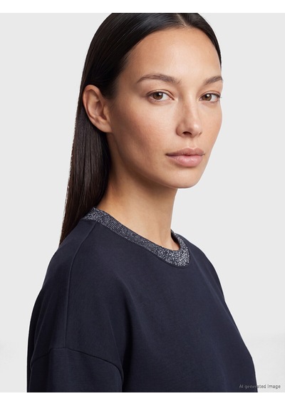 Lcw Everyday Lacivert Soft Touch Oversize Kadın Sweatshirt Tunik