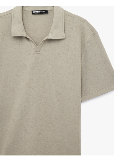 Koton Regular Fit Kısa Kollu Dokulu Polo Yaka Tişört Yeşil 6sam10007mk