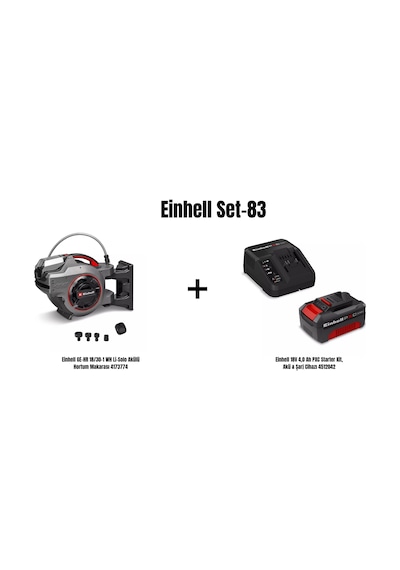 Einhell Set-83 Einhell Ge-hr 18/30-1 Wh Li Akülü Hortum Makarası+einhell 18v 4,0 Ah Pxc Starter Kit, Akü & Şarj Cihazı