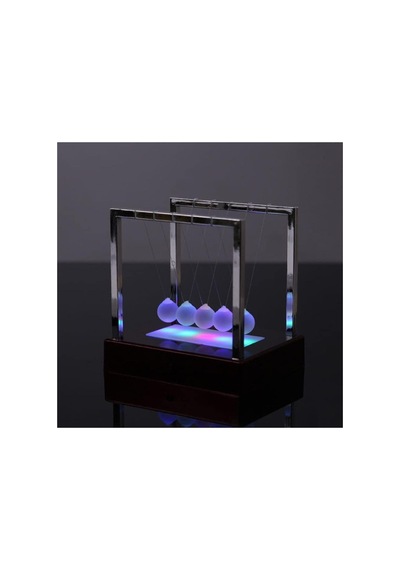Rgb Işıklı Newton Denge Topu Renkli Şeffaf Denge Topları, Pilli Masaüstü Dekoratif Aksesuar