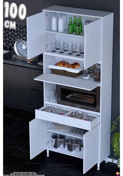 Çağıl 100 Cm Çok Amaçlı Fırın Dolabı - Mutfak Kiler Banyo Antre Hobi Dolabı 100x226x32 Cm Beyaz Çağıl 100 Cm Çok Amaçlı Fırın Dolabı - Mutfak Kiler Banyo Antre Hobi Dolabı 100x226x32 Cm Beyaz