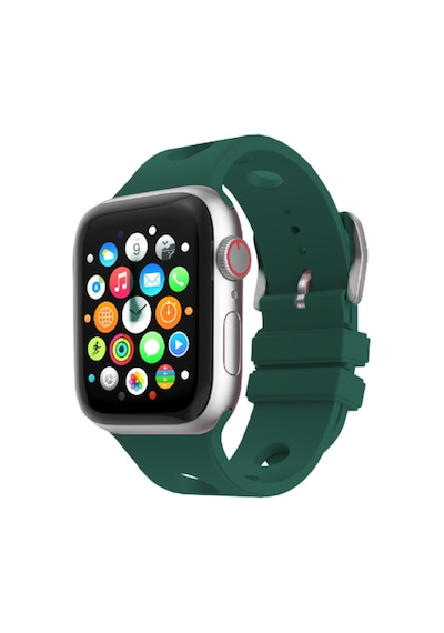 Watch 7 41mm Delikli Tasarım Mkst Krd-147 Silikon Kordon - Koyu Yeşil