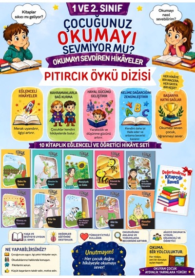 2. Sınıflar Öğrencileri İçin Okuma Kitabı Hikaye Seti Okuma Anlama Geliştirme 10'lu
