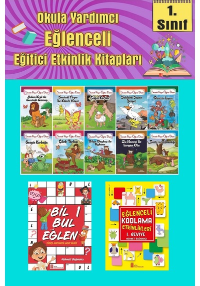 1.sınıflar İçin Okumayı Sevdiren 10 Lu Hikaye Seti -bil Bul Eğlen-kodlama 4 Okulda Evde Tatilde