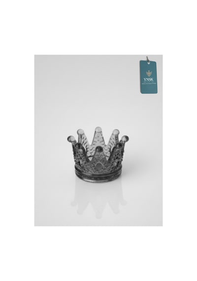 Chacha Home Luxury Royal Crown Mumluk Ve Tealight Mum Tutucu 1 Adet Gri