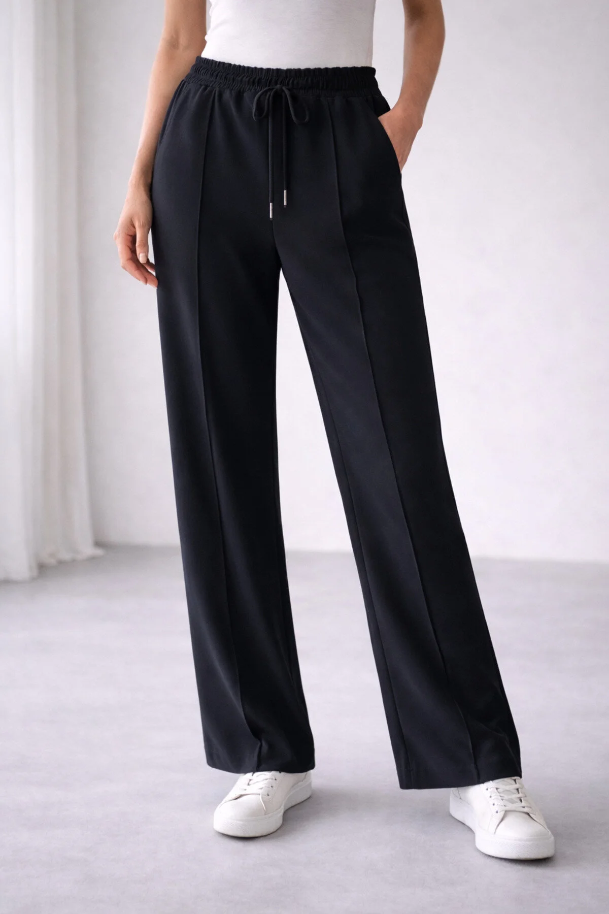 Sıempre Modal Kumaş Şık Relaxed Pantolon Siyah