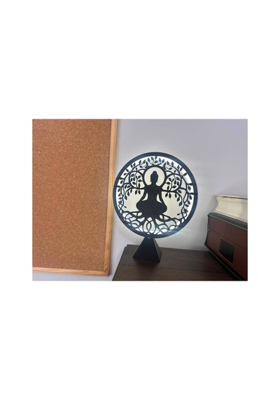 Buddha Meditasyon Temalı Led Masa Lambası Dekoratif Zen Tasarım Sade Beyaz Işık 12v Adaptörlü Renkli