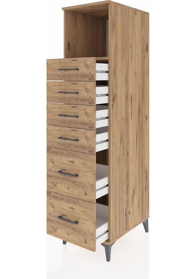 Kronos Dolap Tek Raflı 6 Çekmeceli 44x59x182 Çam-çam Çam